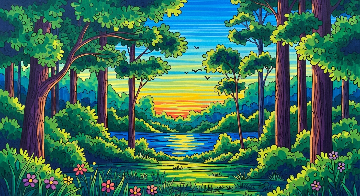 Пейзаж маркерами