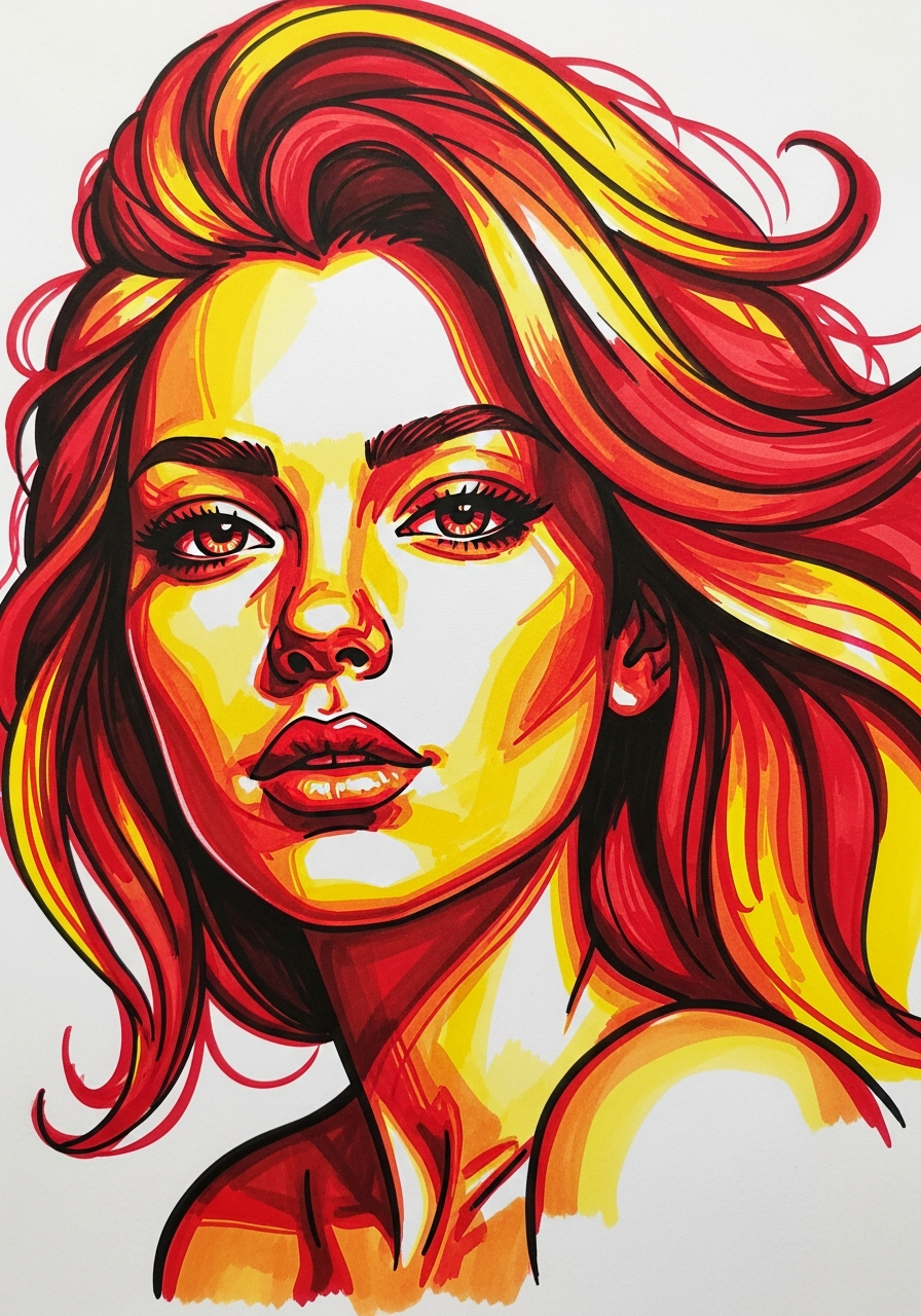 Портрет маркерами