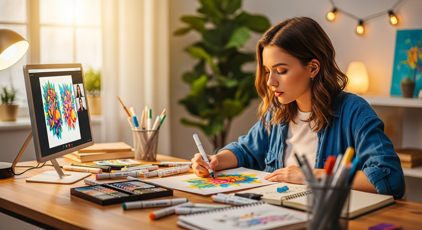 Онлайн-урок рисования маркерами