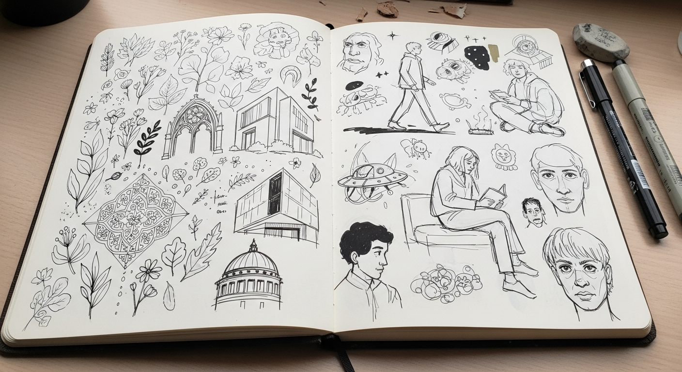 Скетчбук с зарисовками